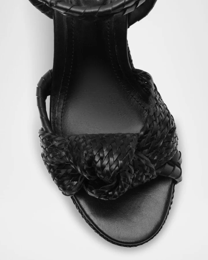 Khari Knotted Leather Ankle-Strap Platform Sandals - Image 4