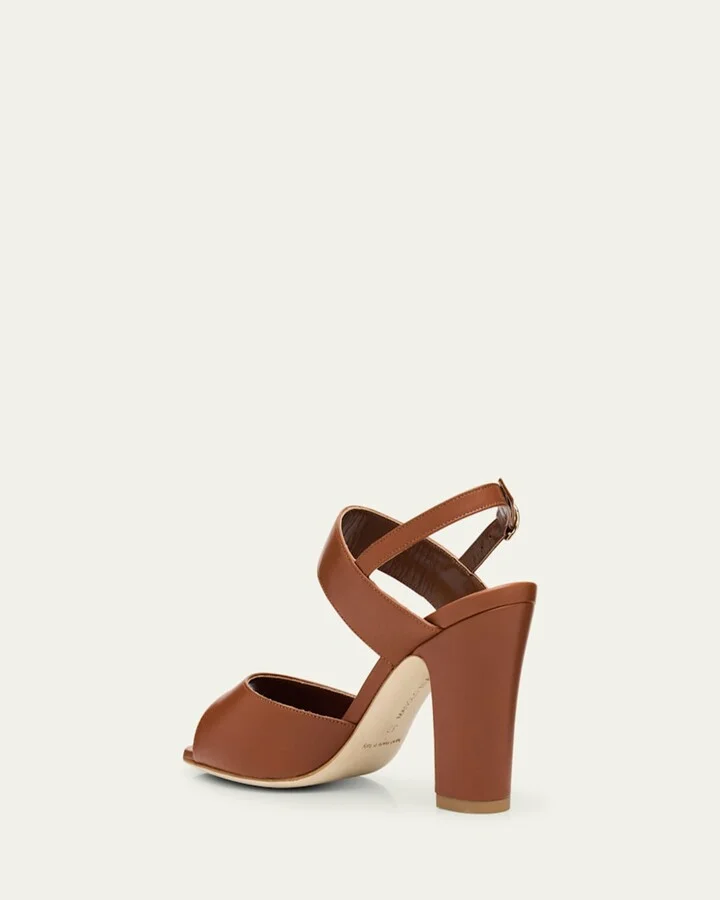 Khiko Leather Peep-Toe Slingback Sandals - Image 6