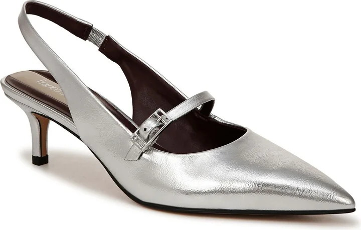 Khloe Slingback Mary Jane Pointed Toe Kitten Heel Pump