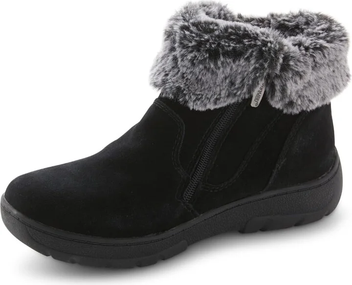Khombu Women's Jessica Ankle Boots Faux Fur Shearling Lining for Cold Winter Weather