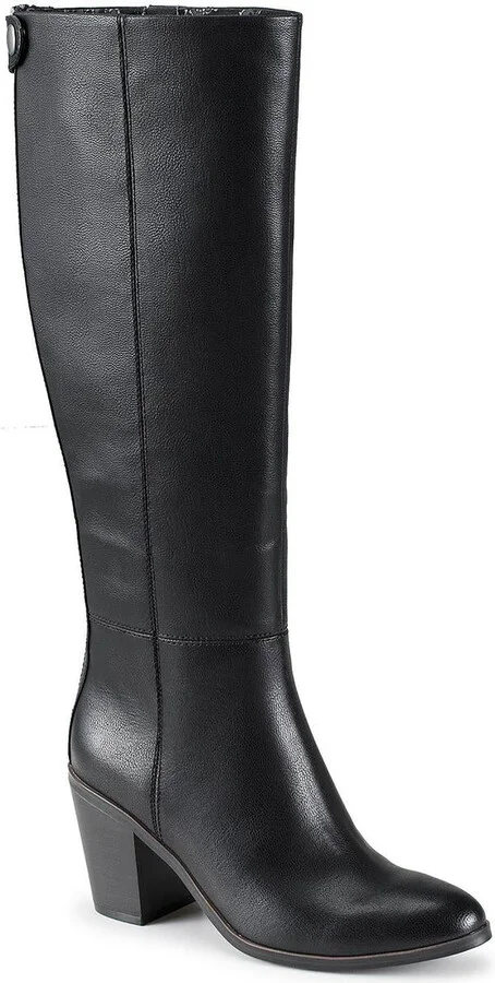 Kiara Womens Block Heel Faux Leather Knee-High Boots