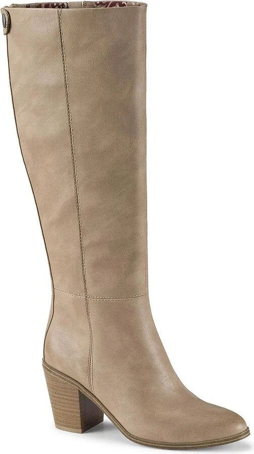 Kiara Womens Button Leather Knee-High Boots