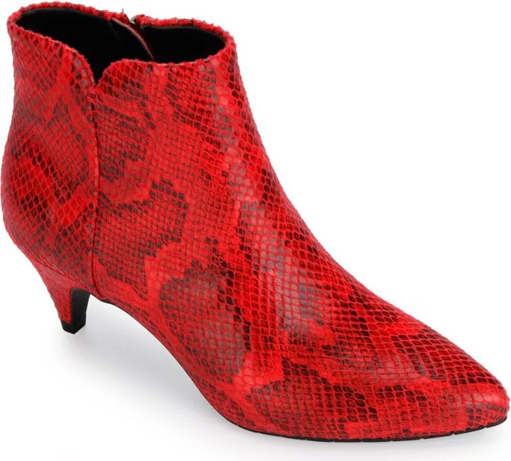 Kick Bit Womens Snake Print Faux Leather Booties