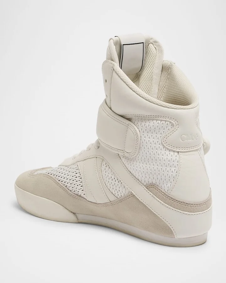 Kick High-Top Mesh Leather Sneakers - Image 3