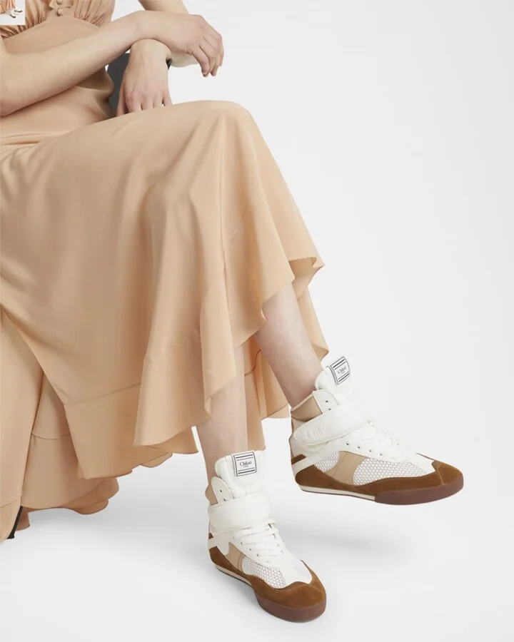 Kick High-Top Mesh Leather Sneakers - Image 9
