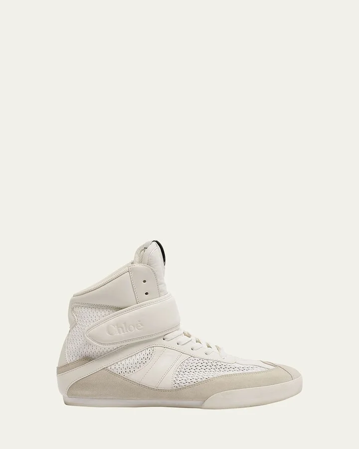 Kick High-Top Mesh Leather Sneakers