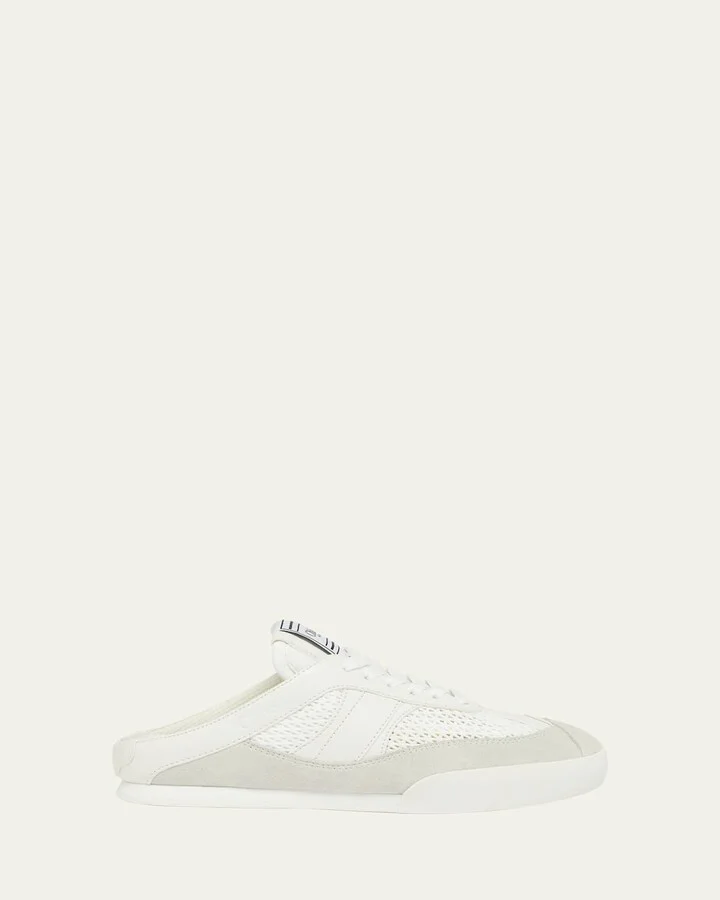 Kick Mesh and Leather Low-Top Mule Sneakers