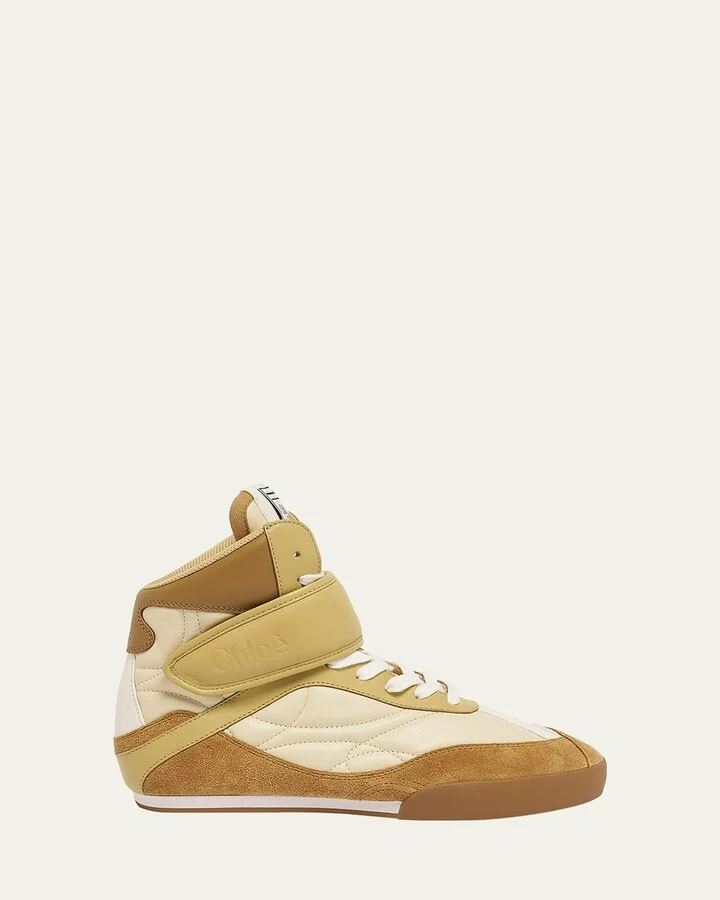 Kick Mixed Leather High-Top Sneakers