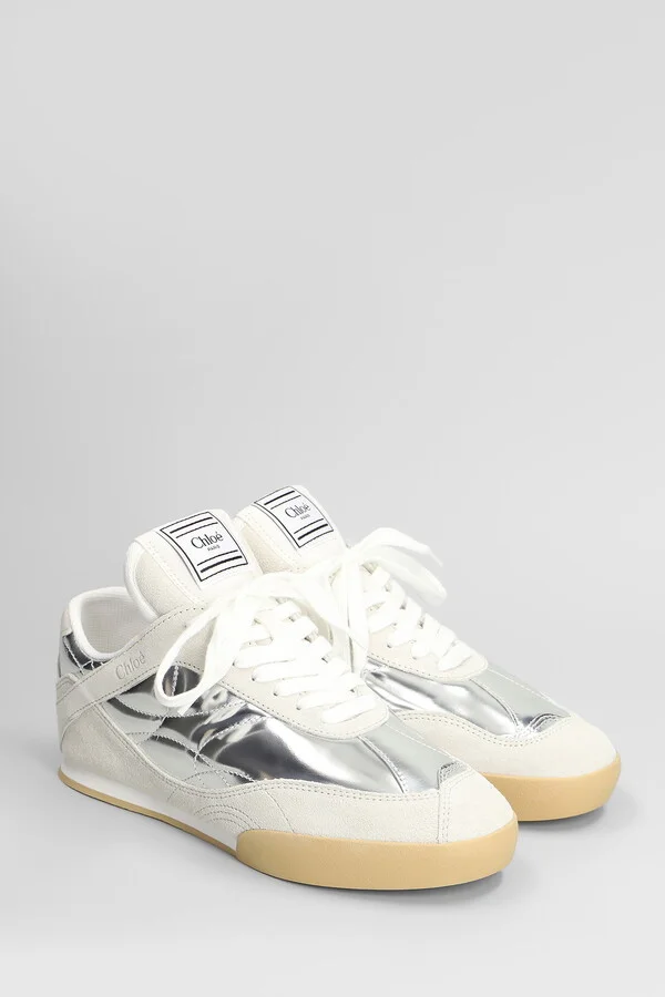 Kick Sneakers In Silver Suede And Leather - Image 2