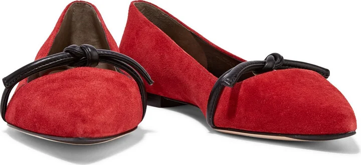 Kiddie leather-trimmed suede point-toe fats - Image 3
