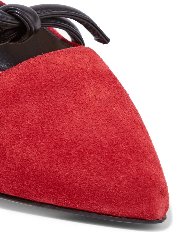 Kiddie leather-trimmed suede point-toe fats - Image 5