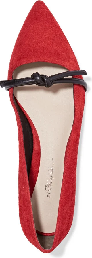 Kiddie leather-trimmed suede point-toe fats - Image 6