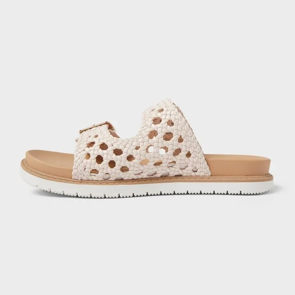 Kids' Brooklyn Knit Footbed Sandals - Cat & Jack™ Blush : Slip-On, Open Toe, Textured TPR Outsole, Round Toe - Image 2