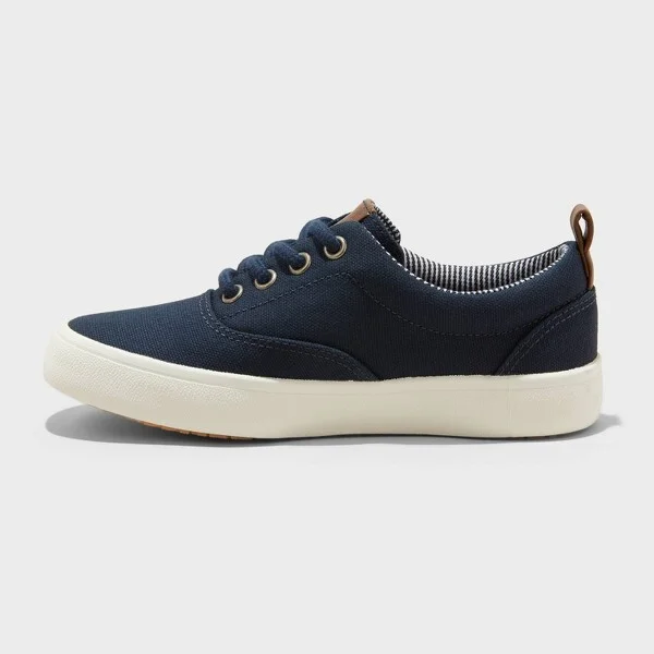 Kids' Jett Low Top Sneakers - Cat & Jack™ Navy Blue : Lace Up, Padded Collar, Flocked Outsole - Image 2