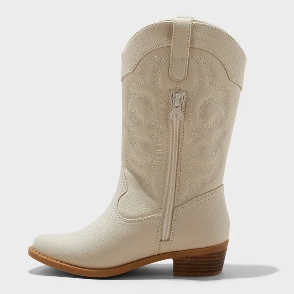 Kids' Montana Western Boots - Cat & Jack™ : Mid Calf, Zipper Closure, Almond Toe, Textured Outsole - Image 3