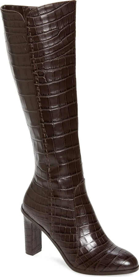 BROWN CROCODILE PRINT LEATHER