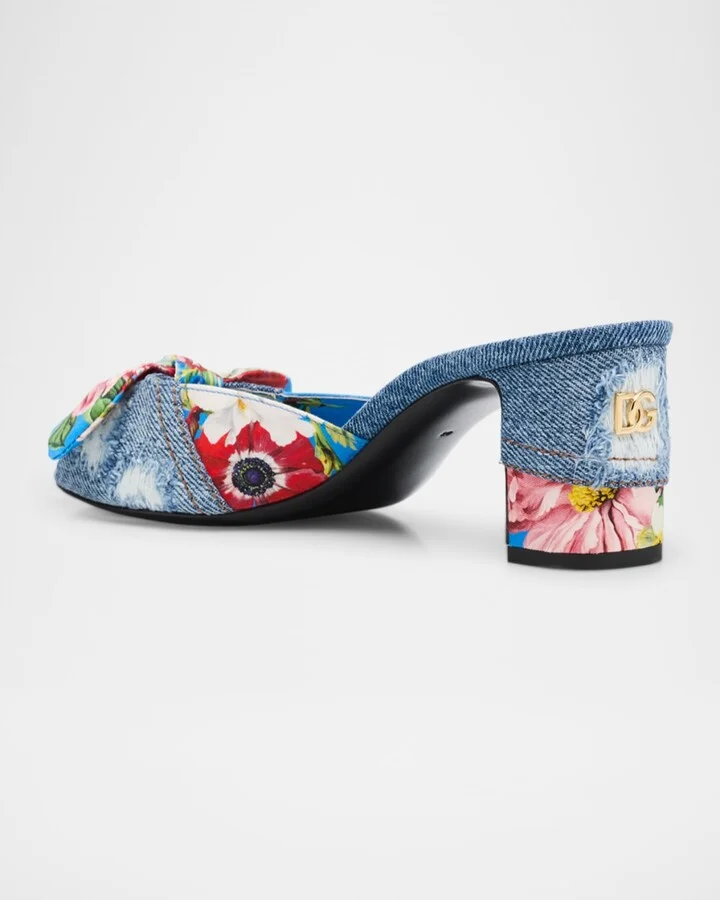 Kiera Sofia Denim Floral Bow Sandals - Image 4