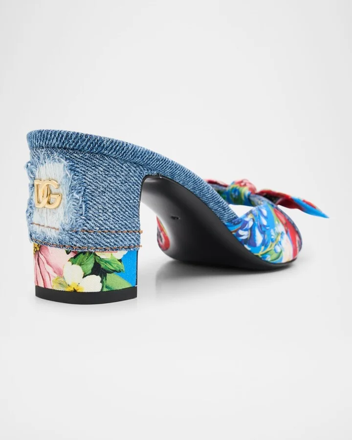 Kiera Sofia Denim Floral Bow Sandals - Image 5