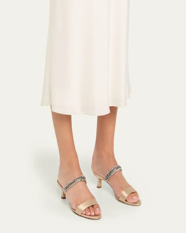 Kifasan Embellished Satin Kitten-Heel Sandals - Image 5
