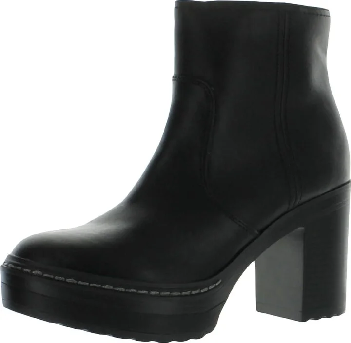Kiinsley Womens Faux Leather Block Heel Ankle Boots