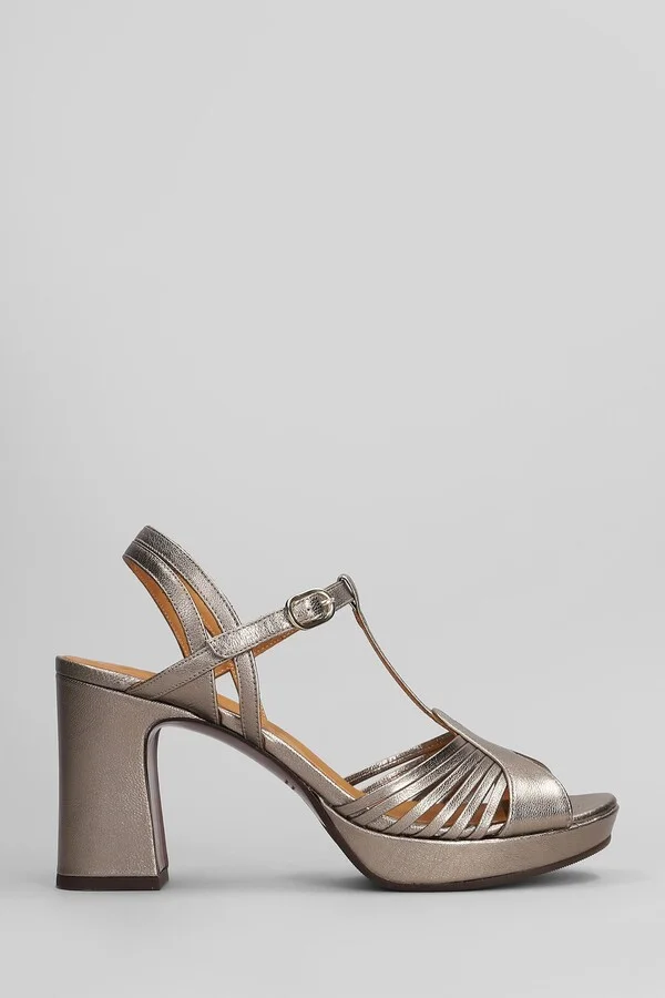 Kija 46 Sandals In Gunmetal Leather
