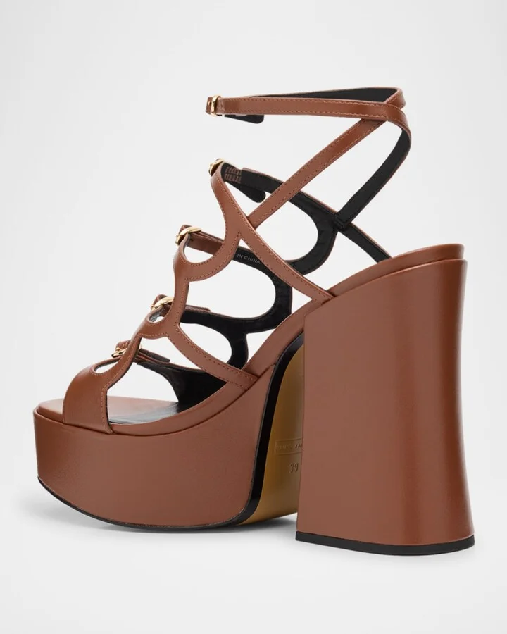 Kiki Leather Buckles Platform Sandals - Image 3