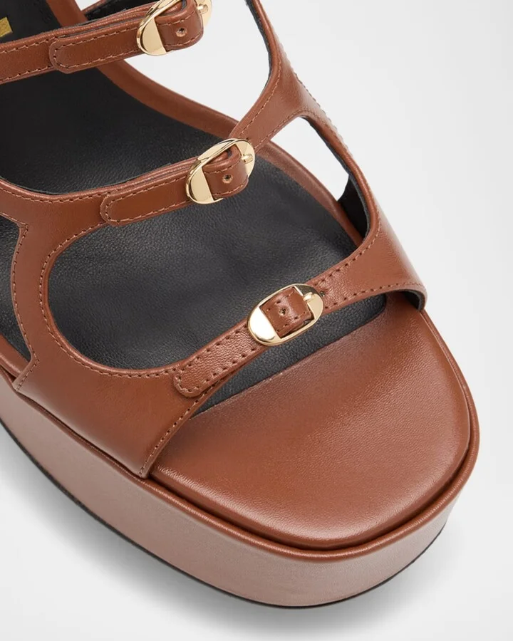 Kiki Leather Buckles Platform Sandals - Image 5