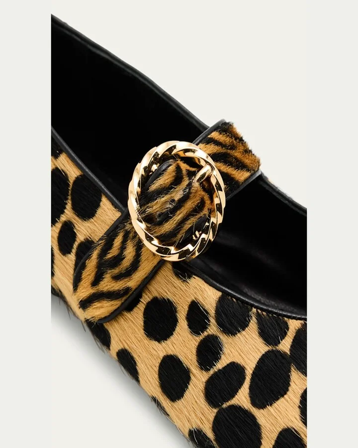 Kiki Mixed Calf Hair Mary Jane Ballerina Flats - Image 5