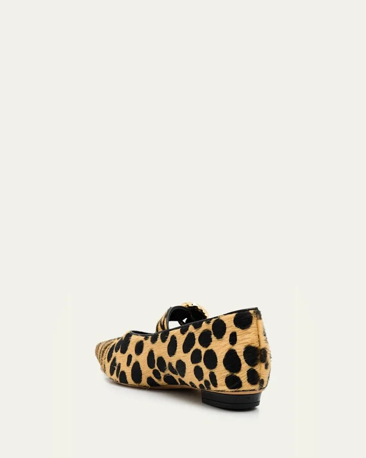 Kiki Mixed Calf Hair Mary Jane Ballerina Flats - Image 9