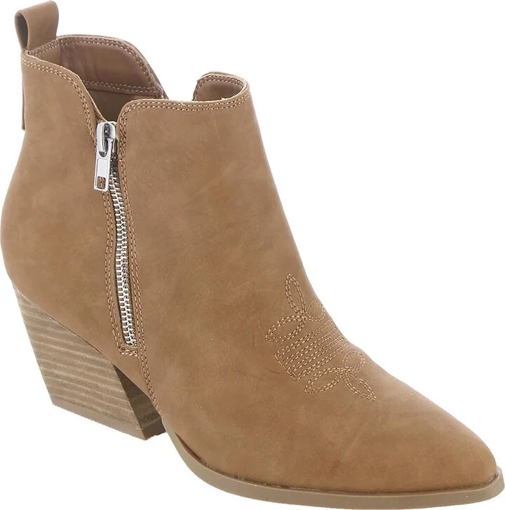 Kiki Womens Pointed Toe Faux Leather Booties