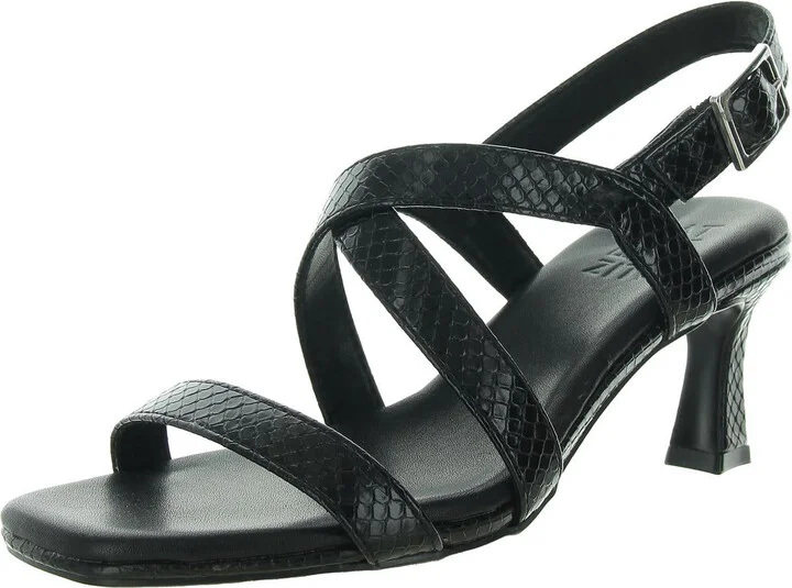 Kiki Womens Snake Print Faux Leather Heels