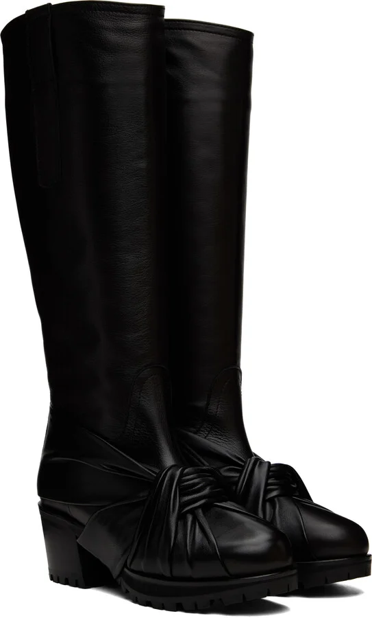 Kiko Kostadinov Black Knotted Riding Boots - Image 4