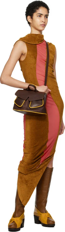 Kiko Kostadinov Brown & Yellow Knotted Riding Boots - Image 5