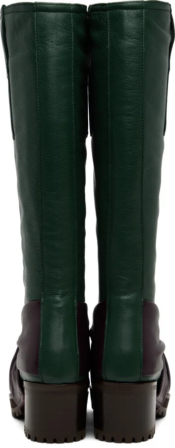 Kiko Kostadinov Green & Purple Knotted Riding Boots - Image 2