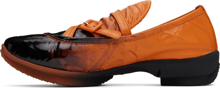 Kiko Kostadinov Orange & Black Sonia Buckled Loafers - Image 3