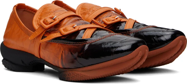 Kiko Kostadinov Orange & Black Sonia Buckled Loafers - Image 4