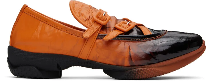 Kiko Kostadinov Orange & Black Sonia Buckled Loafers