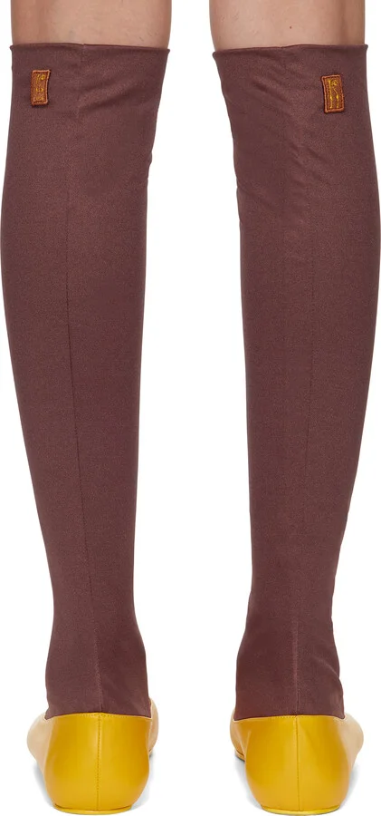 Kiko Kostadinov Yellow & Brown Proxima Long Ballerina Flats - Image 2