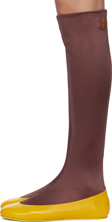 Kiko Kostadinov Yellow & Brown Proxima Long Ballerina Flats - Image 3