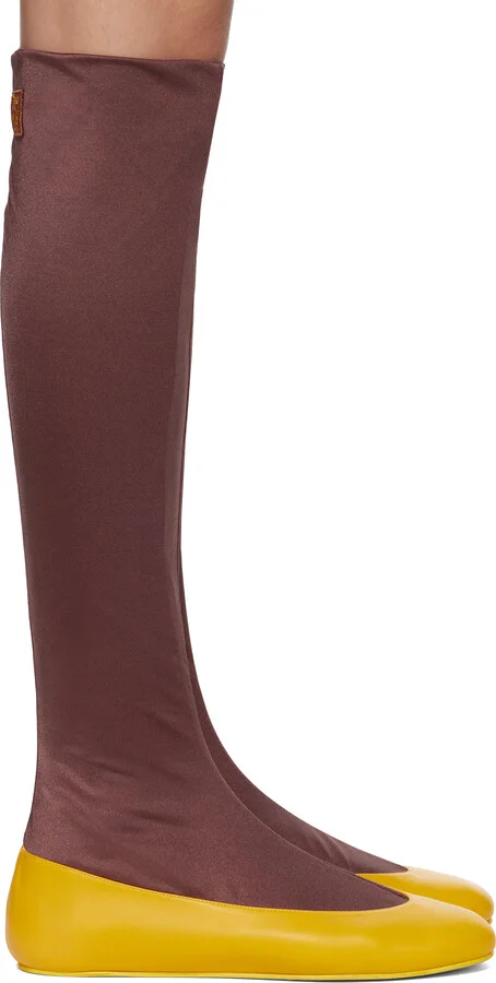 Kiko Kostadinov Yellow & Brown Proxima Long Ballerina Flats