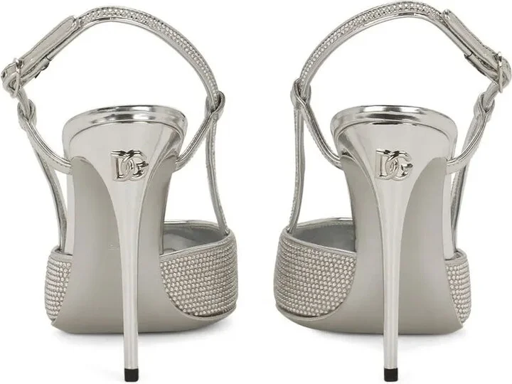 KIM DOLCE&GABBANA embellished satin slingback pumps - Image 3