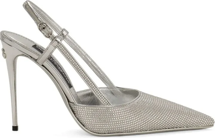 KIM DOLCE&GABBANA embellished satin slingback pumps