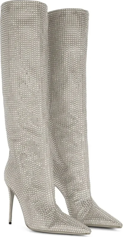 KIM DOLCE&GABBANA rhinestone-embellished satin boots - Image 2