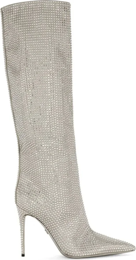 KIM DOLCE&GABBANA rhinestone-embellished satin boots