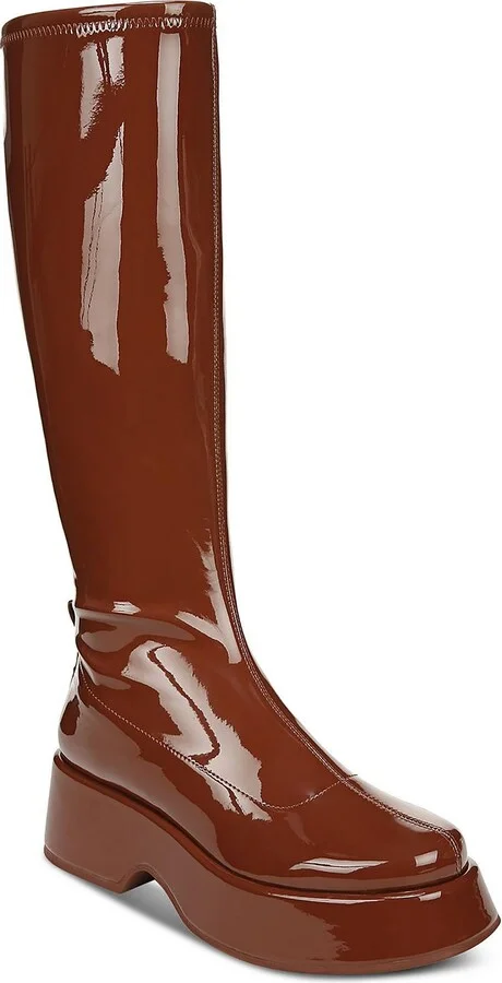 Kimberly Womens Patent Platform Knee-High Boots