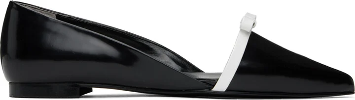 KIMHĒKIM Black & White Gabriel Pointy-Toe Leather Ballerina Flats
