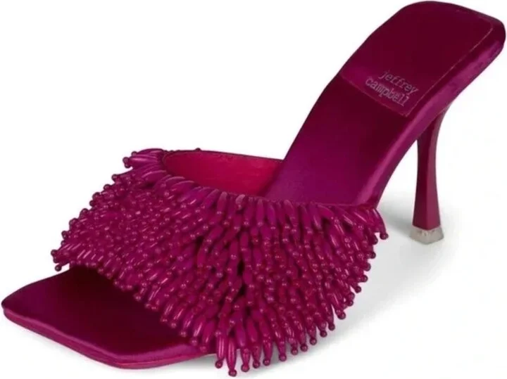 Kinsley Beaded Heels In Fuchsia
