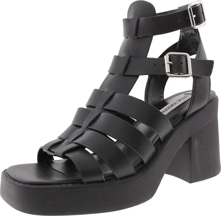 KIONA Womens Buckle Leather Ankle Strap