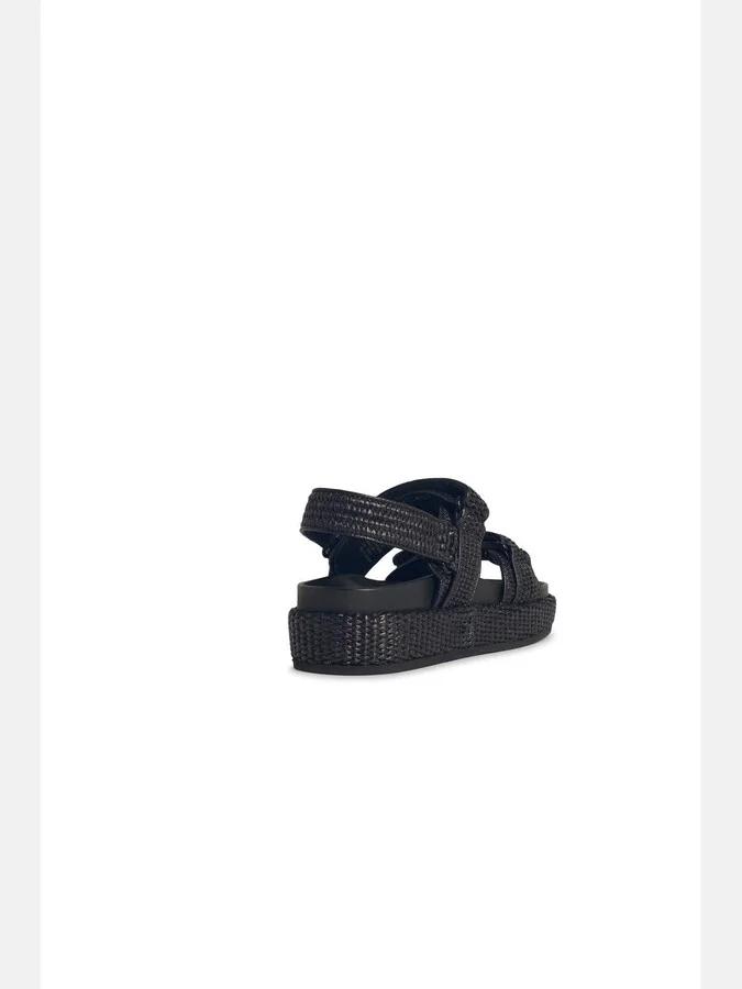 'kira' Black Leather Sandals - Image 3