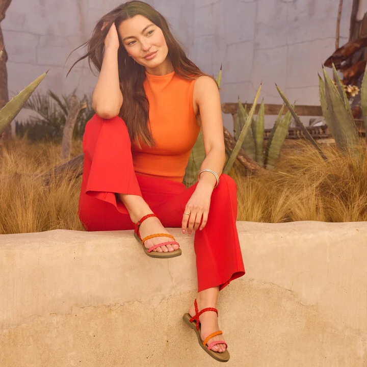 Kira Strappy Sandal Flame Synthetic Braid - Image 2
